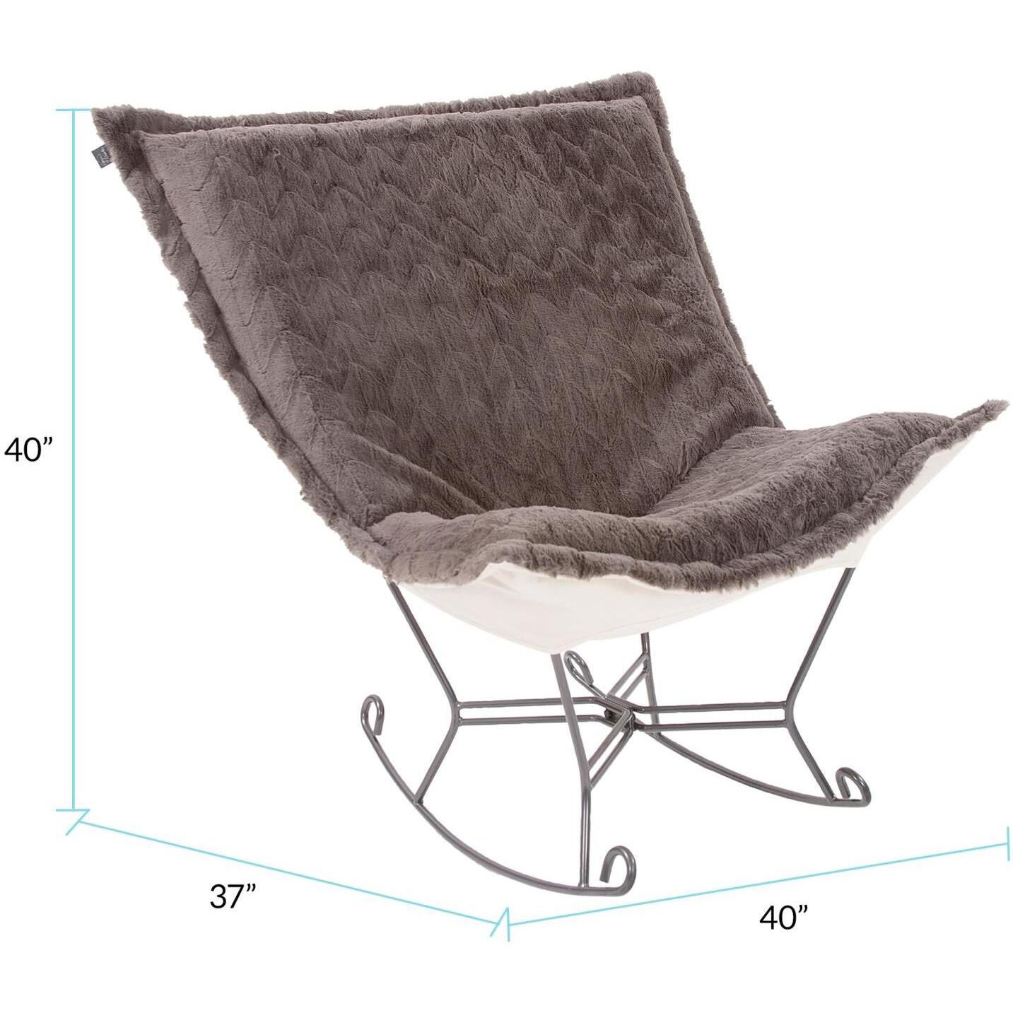 Puff Angora Stone Scroll Rocker with Cover